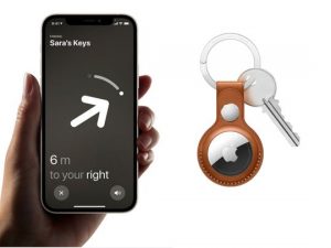 iphone showing airtag direction for keys with airtag holder