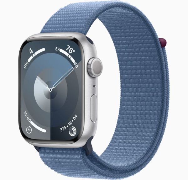 Apple Watch Series 9 45mm Silver with blue Sports loop