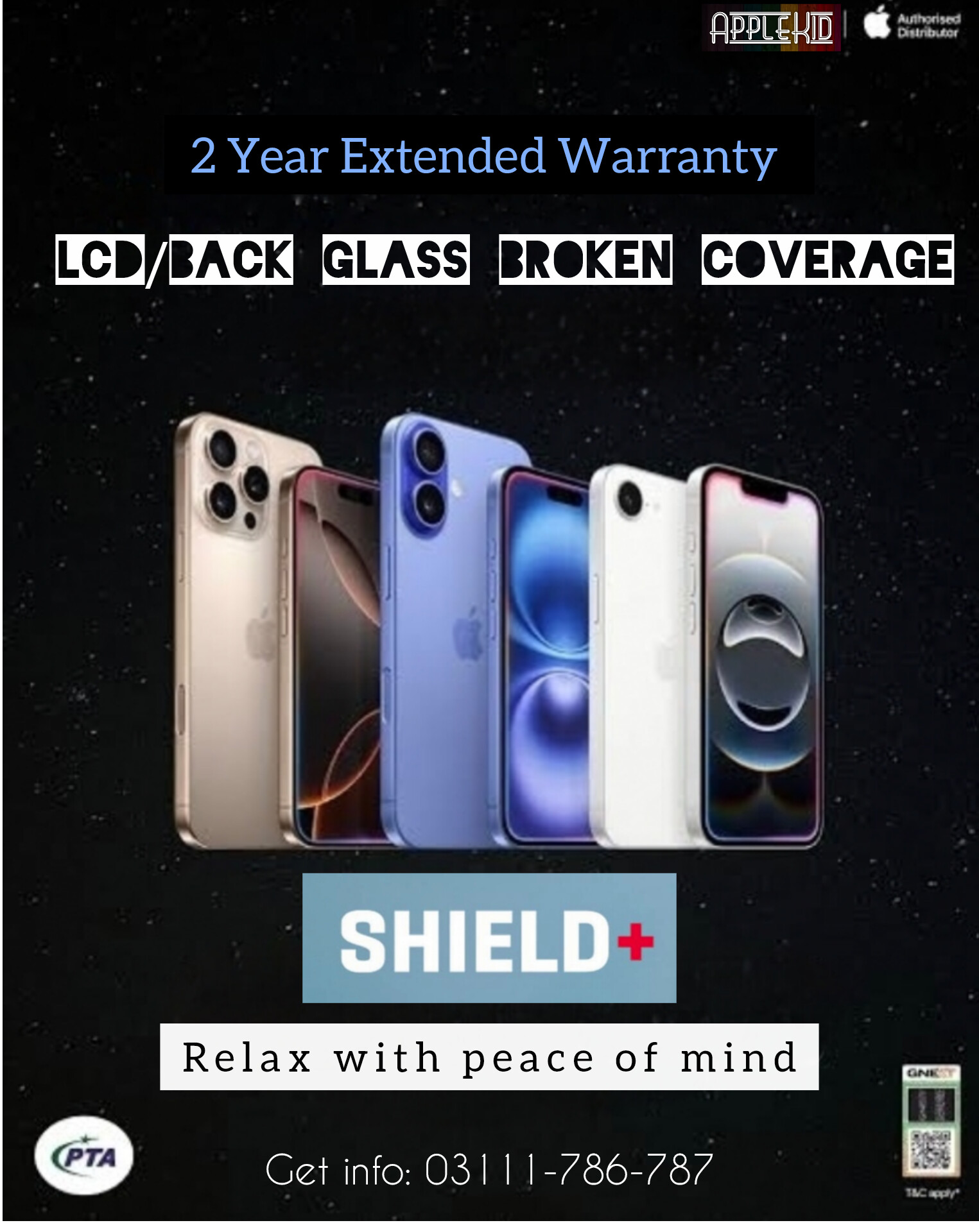Pta Approved Iphones with Shield+ and extended warranty