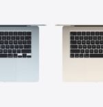 Sky Blue and Starlite Macbook Air m5 15-inch, Half View